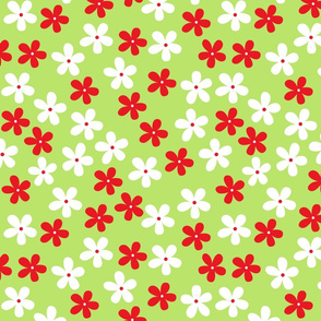 Red White And Lime Floral