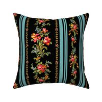 Belvedere Floral Stripe ~ Black ~ Large