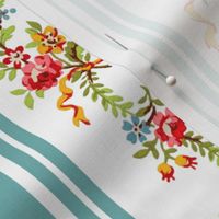 Belvedere Floral Stripe ~ White 