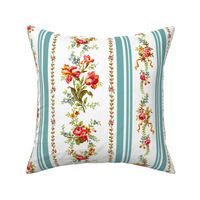 Belvedere Floral Stripe ~ White 