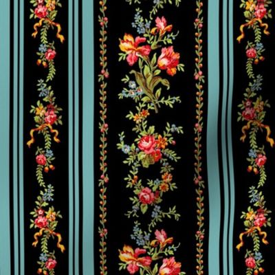 Belvedere Floral Stripe ~ Black ~ Medium