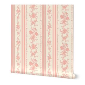 Belvedere Floral Stripe ~ Cosmic Latte Fabric