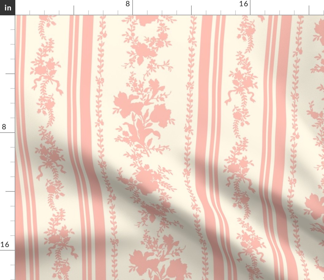 Belvedere Floral Stripe ~ Cosmic Latte Fabric