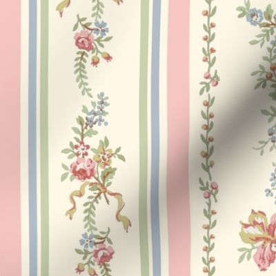 Belvedere Floral Stripe ~ Pastel on Cosmic Latte  