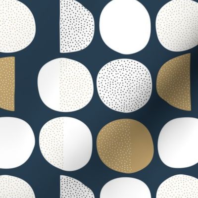 Abstract magic moon cycle phase Scandinavian minimal retro circle design gender neutral navy gold