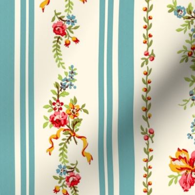 Belvedere Floral Stripe ~ Cosmic Latte  