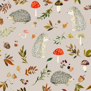 Hedgehogs and Fall Foliage // Soft Amber