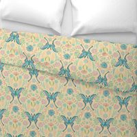 Luna Butterfly Moth Insects Floral Botanical in Spring Pastel Blue Pink Green - UnBlink Studio by Jackie Tahara