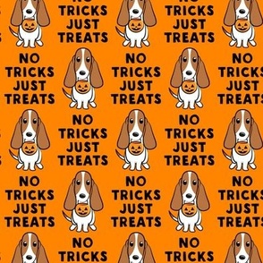 Halloween Basset Hound - no tricks just treats - orange - LAD19
