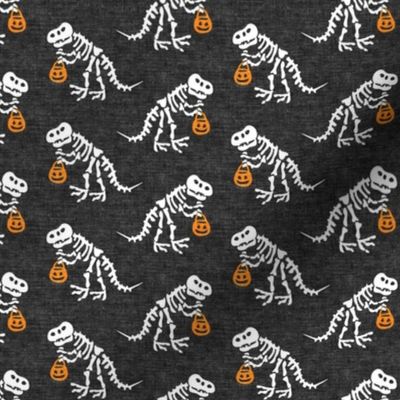 (1.75" scale) Trick or Treating Skeleton Trex - grey - halloween - LAD19BS