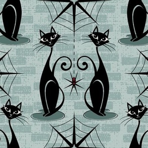 Retro Spooky Meow II on Gray