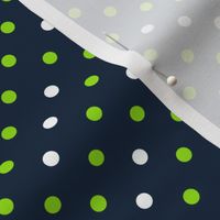 Lime And White Polka Dots On Navy Blue