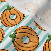 Pumpkin donuts - aqua stripes - fall doughnuts - halloween - LAD19