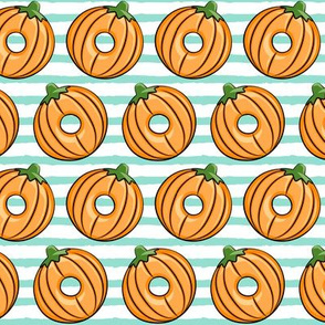Pumpkin donuts - aqua stripes - fall doughnuts - halloween - LAD19