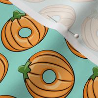 Pumpkin donuts - aqua - fall doughnuts - halloween - LAD19