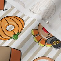 Thanksgiving donuts and coffee - fall - doughnuts - tan stripes - LAD19