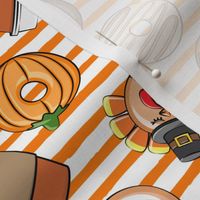 Thanksgiving donuts and coffee - fall - doughnuts - orange stripes - LAD19