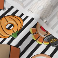 Thanksgiving donuts and coffee - fall - doughnuts - black stripes - LAD19