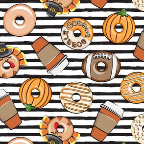 Thanksgiving donuts and coffee - fall - doughnuts - black stripes - LAD19