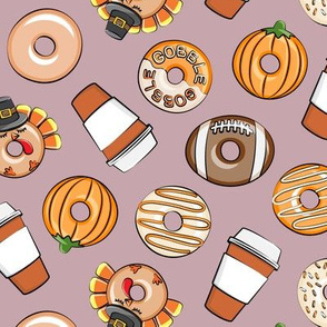 Thanksgiving donuts and coffee - fall - doughnuts - mauve - LAD19