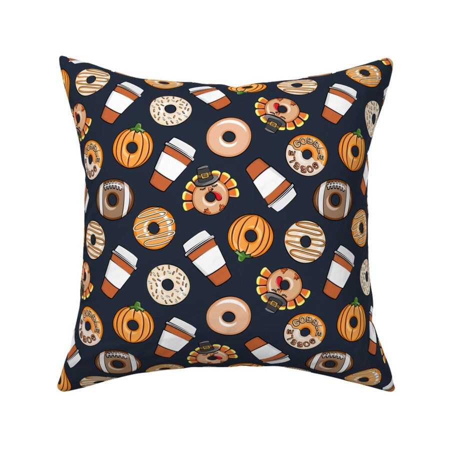 Thanksgiving donuts and coffee - fall - doughnuts - dark blue - LAD19