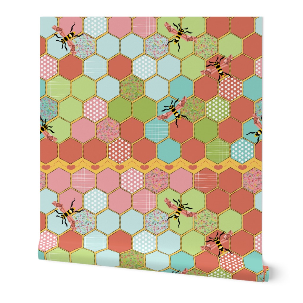 Honey Bee Mine Cheater Quilt small scale