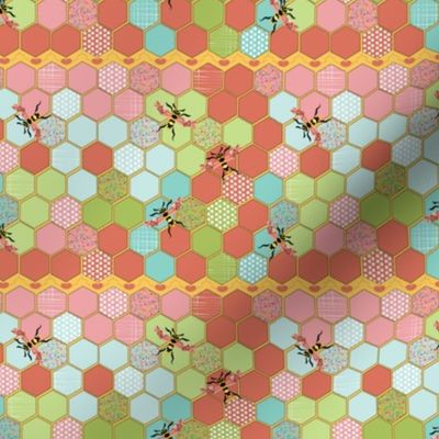 Honey Bee Mine Cheater Quilt small scale
