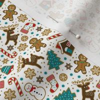 Christmas gingerbread cookies on white (mini)