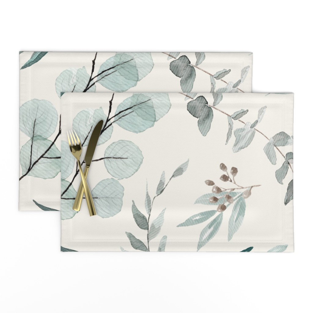 JUMBO // Eucalyptus leaves on bone background