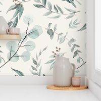 JUMBO // Eucalyptus leaves on bone background