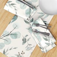 JUMBO // Eucalyptus leaves on bone background