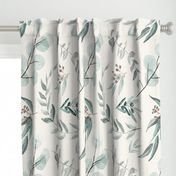 JUMBO // Eucalyptus leaves on bone background