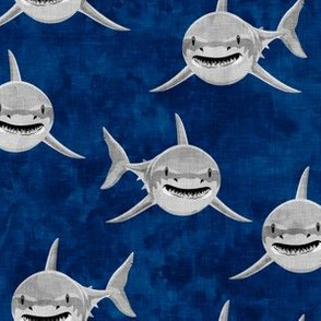 Sharks on dark blue - great white sharks - LAD19