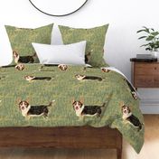 Cardigan Welsh Corgi in Wildflower Field for Pillow