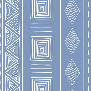 Blue and white ethnic tribal style pattern 