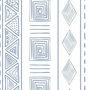 White and blue ethnic tribal print 