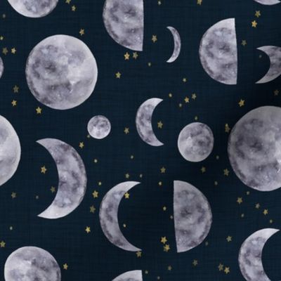 Moon and Stars // Navy Linen