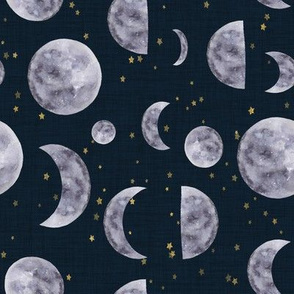 Moon and Stars // Navy Linen