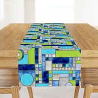 Stained Glass Window Color Blocking ~ Blue Green