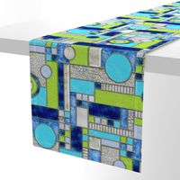 Stained Glass Window Color Blocking ~ Blue Green