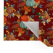 Autumn Pumpkin Floral // Deep Red (Small)