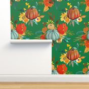 Autumn Pumpkin Floral // Heather Green (Small)