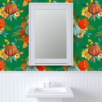 Autumn Pumpkin Floral // Heather Green (Small)