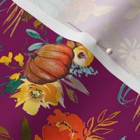 Autumn Pumpkin Floral // Mulberry (Small)