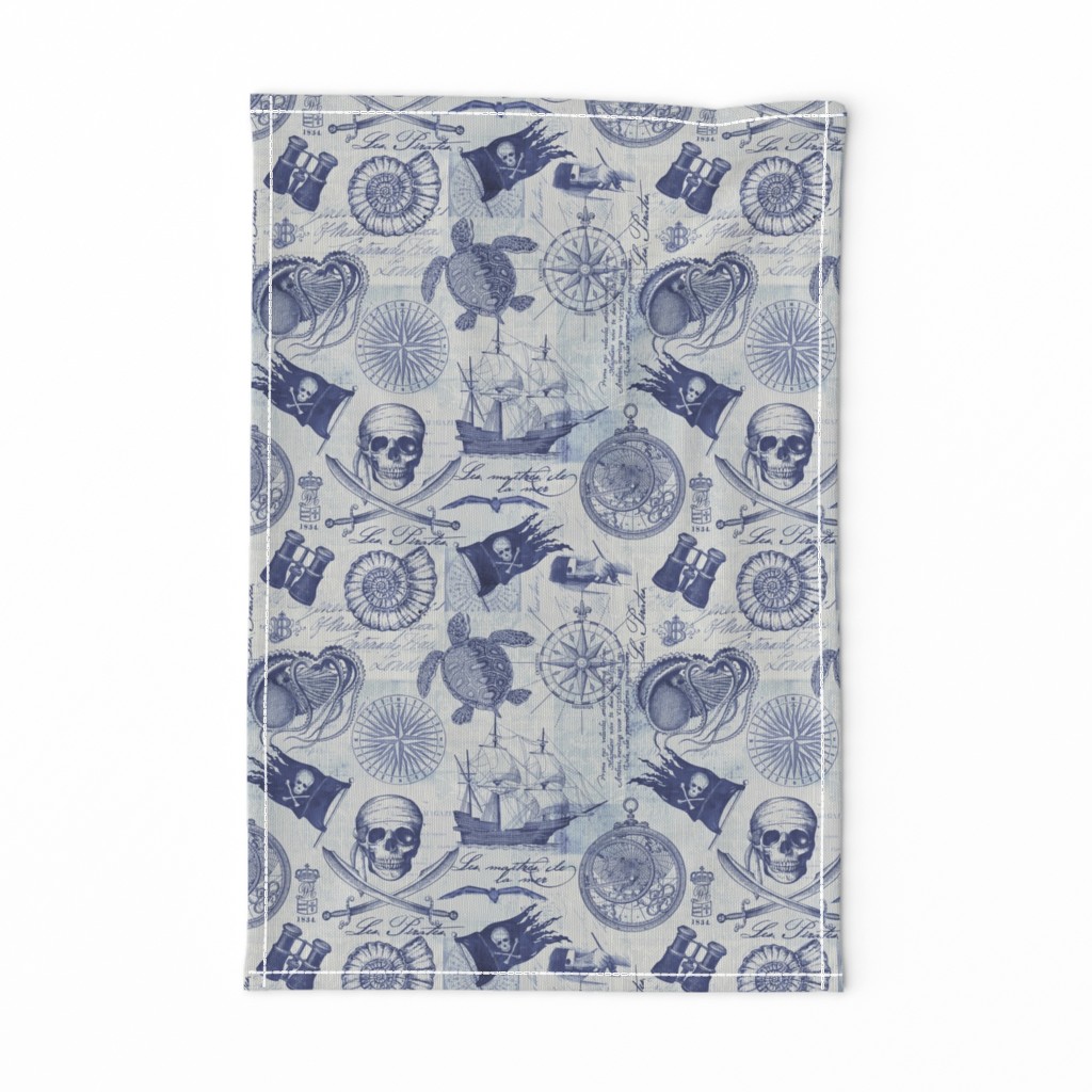 Pirates Of The Seven Seas Pattern Blue Medium Scale