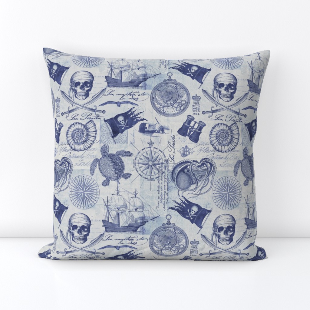 Pirates Of The Seven Seas Pattern Blue Medium Scale