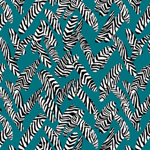 A Dazzle of Zebra in teal large scale