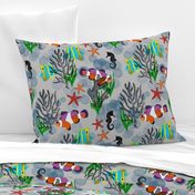 Underwater Wonderland - silver grey, large 