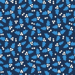 Christmas Holly navy blue