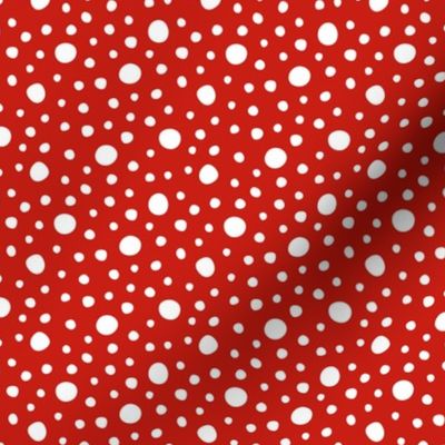 Winter snow dots red